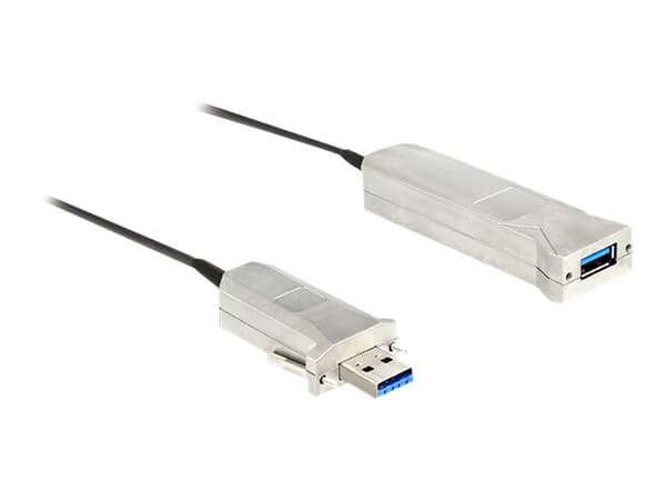 DeLOCK 20m USB3.0-A + USB Micro-B/USB3.0-A, 20 m, USB A, USB A/Micro-USB B, USB 3.2 Gen 1 (3.1 Gen 1), Uros/naaras, Musta, Hopea