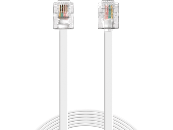 Sandberg Telephone RJ11-RJ11 10m, 10 m, RJ11, RJ11, Valkoinen, Uros, Uros