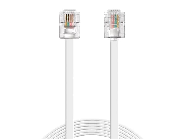 Sandberg Telephone RJ11-RJ11 10m, 10 m, RJ11, RJ11, Valkoinen, Uros, Uros