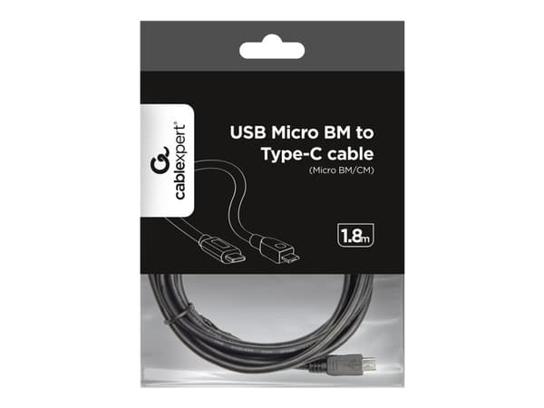 Cablexpert - USB-kabel - 24 pin USB-C (hane) till mikro-USB typ B (hane) - USB 2.0 - 1.8 m - formpressad, reversibel C-kontakt - svart