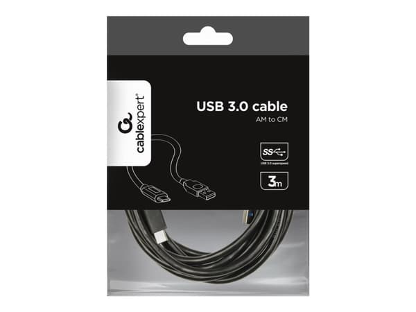 Cablexpert - USB-kabel - 24 pin USB-C (hane) till USB typ A (hane) - USB 3.1 - 3 A - 3 m - formpressad - svart