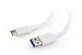 Miniatyrbild 5 av 5: Cablexpert - USB-kabel - 24 pin USB-C (hane) till USB typ A (hane) - USB 3.0 - 3 A - 3 m - formpressad - vit
