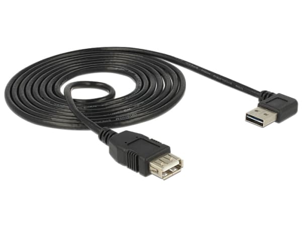 Delock EASY-USB - USB-förlängningskabel - USB (hona) till USB (hane) - USB 2.0 - 2 m - 90° kontakt - svart