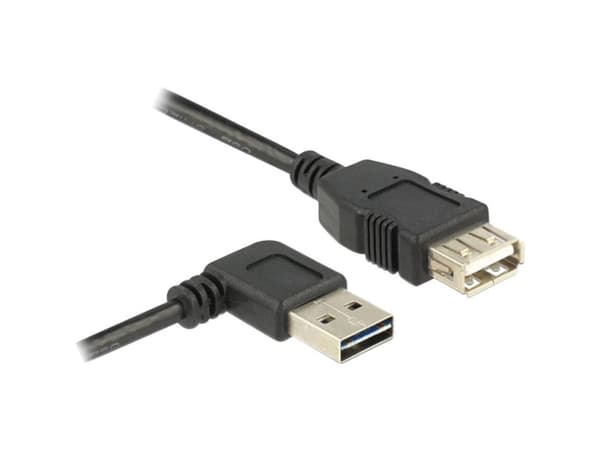 Delock EASY-USB - USB-förlängningskabel - USB (hona) till USB (hane) - USB 2.0 - 2 m - 90° kontakt - svart