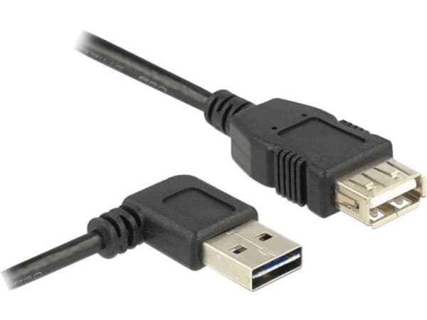 Delock EASY-USB - USB-förlängningskabel - USB (hona) till USB (hane) - USB 2.0 - 2 m - 90° kontakt - svart