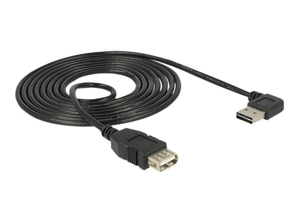 Delock EASY-USB - USB-förlängningskabel - USB (hona) till USB (hane) - USB 2.0 - 2 m - 90° kontakt - svart