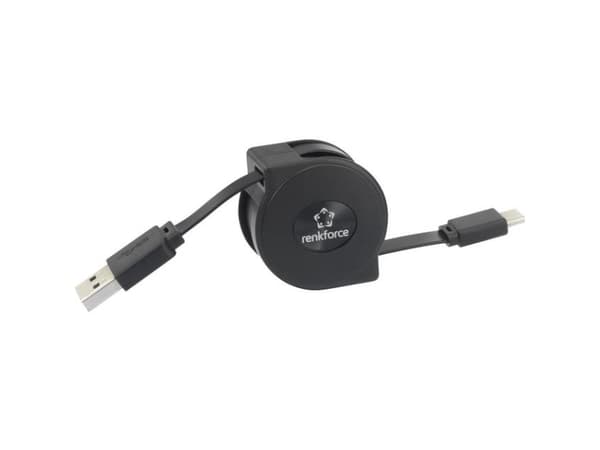 Renkforce RF-4352328, 0,8 m, USB A, USB C, USB 3.2 Gen 1 (3.1 Gen 1), 10 Gbit/s, Svart