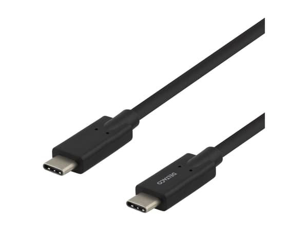 DELTACO USBC-1503 - USB-kabel - 24 pin USB-C (hann) til 24 pin USB-C (hann) - 5 A - 2 m - svart