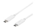 Miniatyrbild 1 av 5: DELTACO USBC-1504 - USB-kabel - 24-polig USB-C (hane) till 24-polig USB-C (hane) - 5 A - 2 m - vit