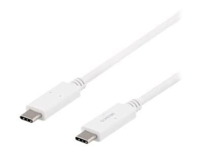 DELTACO USBC-1504 - USB-kabel - 24-polig USB-C (hane) till 24-polig USB-C (hane) - 5 A - 2 m - vit