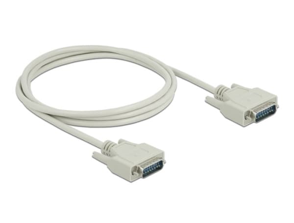 Delock - Seriell kabel - 15 pin D-Sub (DB-15) (hane) till 15 pin D-Sub (DB-15) (hane) - 2 m - tumskruvar - beige