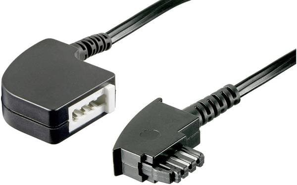 BASETech BT-1602134, 15 m, TAE-F plug, TAE-F connector, Svart, Hankoppling, Honkoppling