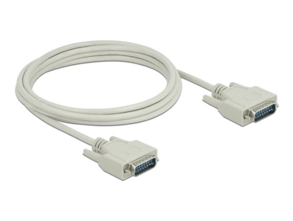 Delock - Seriell kabel - 15 pin D-Sub (DB-15) (hann) til 15 pin D-Sub (DB-15) (hann) - 3 m - tommelskruer - beige