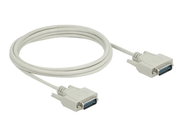 Delock - Serielt kabel - DB-15 (han) til DB-15 (han) - 3 m - tommelskruer - beige
