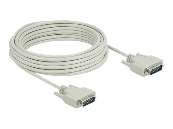 Delock - Seriell kabel - 15 pin D-Sub (DB-15) (hann) til 15 pin D-Sub (DB-15) (hann) - 10 m - tommelskruer - beige