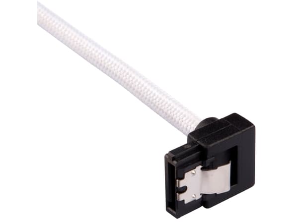 CORSAIR Premium Sleeved - SATA-kabel - Serial ATA 150/300/600 - SATA (hane) rak, låst till SATA (hane) högervinklad - 60 cm - vit (paket om 2)