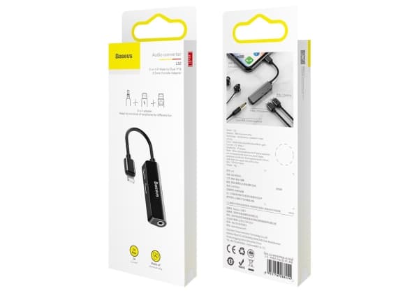 Baseus L52 Male 3-in-1, Lightning, Lightning, 3.5mm, Hankoppling, Honkoppling, Svart, Rak