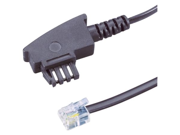 BASETech BT-1602098, 3 m, TAE-N-kontakt, RJ11 6p4c-kontakt, Sort, Hanstik, Hanstik