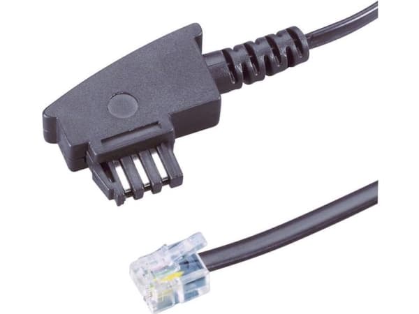 BASETech BT-1602098, 3 m, TAE-N-kontakt, RJ11 6p4c-kontakt, Sort, Hanstik, Hanstik