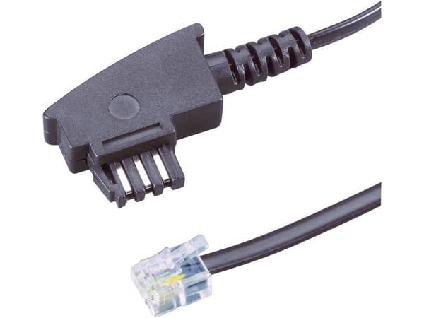 BASETech BT-1602098, 3 m, TAE-N plug, RJ11 6p4c plug, Sort, Hankjønn, Hankjønn