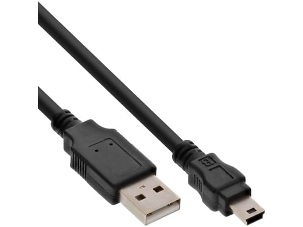 InLine 33107J, 0,3 m, USB A, Mini-USB B, USB 2.0, Sort
