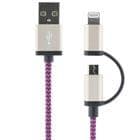 STREETZ USB-synk-/laddarkabel MFi USB Micro B- lightning