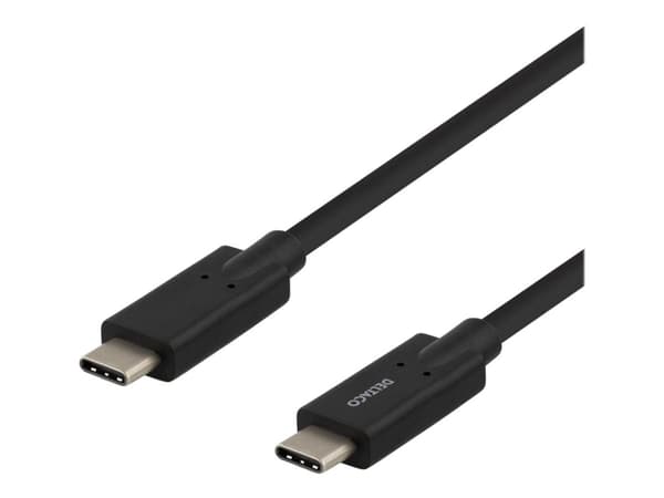 DELTACO - USB-kabel - USB-C (hane) till USB-C (hane) - 5 A - 2 m - svart