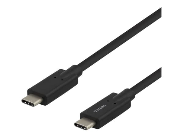 DELTACO - USB-kabel - USB-C (hane) till USB-C (hane) - 5 A - 2 m - svart