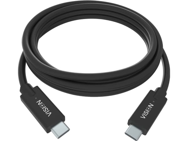 Vision - USB-kabel - USB-C (han) til USB-C (han) - Thunderbolt 3 / USB 3.0 / USB 3.1 Gen 1 - 3 A - 2 m - sort