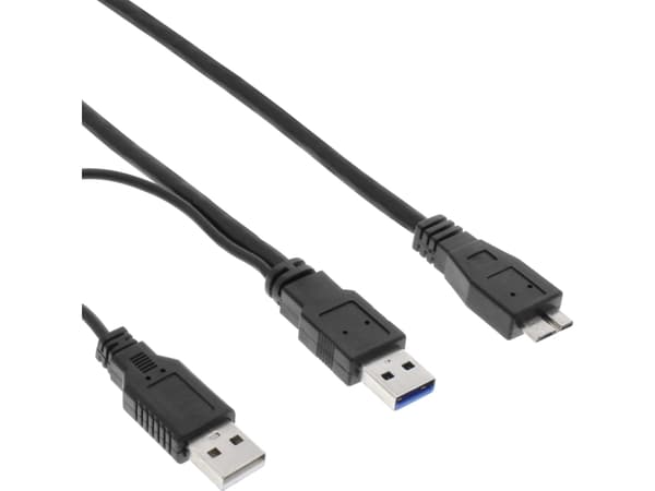 InLine 35415Y, 1,5 m, Micro-USB B, 2 x USB A, USB 3.2 Gen 1 (3.1 Gen 1), Hankjønn/hankjønn, Sort