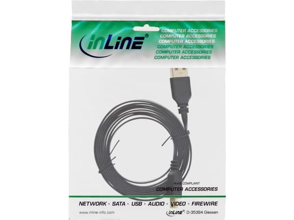 InLine 4043718178681, 3 m, USB A, Mini-USB B, USB 2.0, Musta