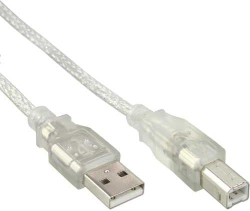 InLine 34510, 1 m, USB A, USB B, Hane/Hane, Transparent