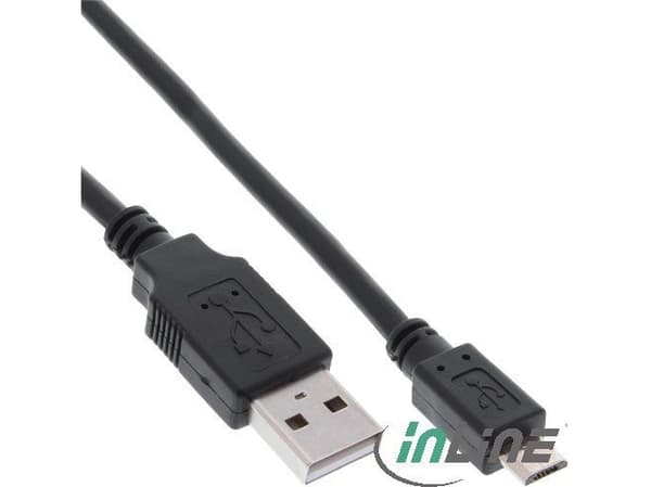 InLine 31750, 5 m, USB A, Micro-USB B, USB 2.0, Hane/Hane, Svart
