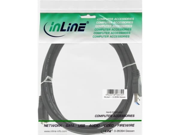 InLine 35410, 1 m, USB A, Micro-USB B, USB 3.2 Gen 1 (3.1 Gen 1), 5 Gbit/s, Svart