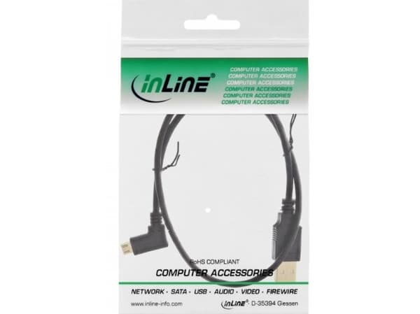 InLine 31705T, 0,5 m, USB A, Micro-USB B, USB 2.0, Hankjønn/hankjønn, Sort