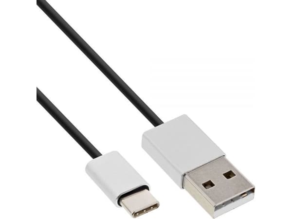 InLine 35833, 3 m, USB A, USB C, USB 2.0, hane/kvinna, svart