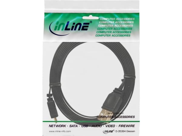 InLine 31720F, 2 m, USB A, Micro-USB B, USB 2.0, Hane/Hane, Svart