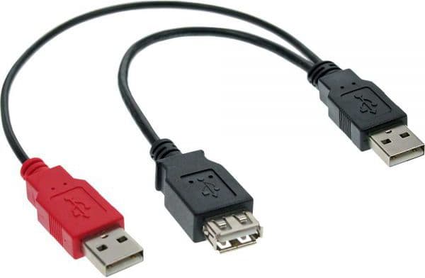 InLine 34510Z, 0,2 m, 2 x USB A, USB A, Hankjønn/hunkjønn, 0,48 Gbit/s, Sort