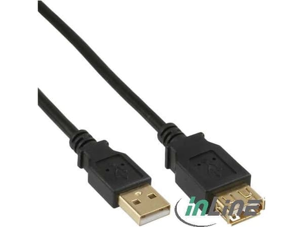InLine 34603S, 3 m, USB A, USB A, Hane/Hona, 0,48 Gbit/s, Svart