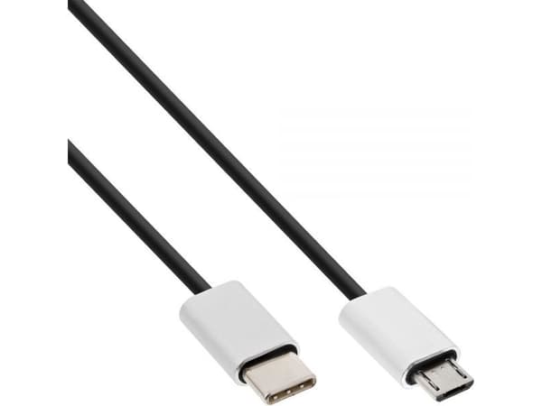InLine 35844, 1,5 m, Micro-USB B, USB C, USB 2.0, Hankjønn/hankjønn, Sort