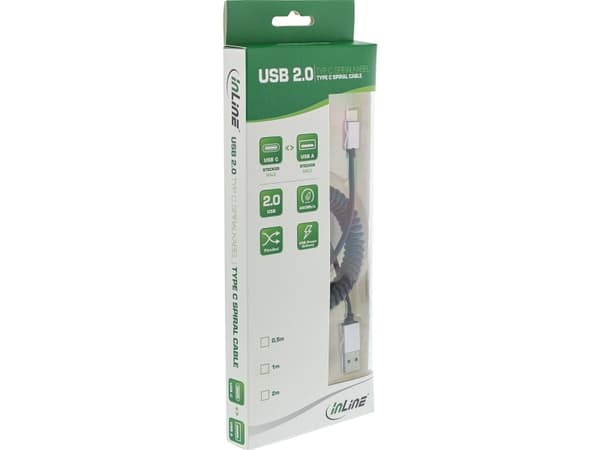 InLine 35871, 1 m, USB A, USB C, USB 2.0, hane/kvinna, svart