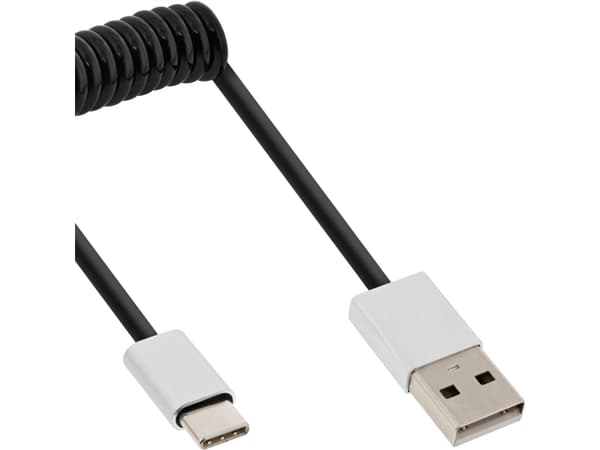 InLine 35871, 1 m, USB A, USB C, USB 2.0, hane/kvinna, svart