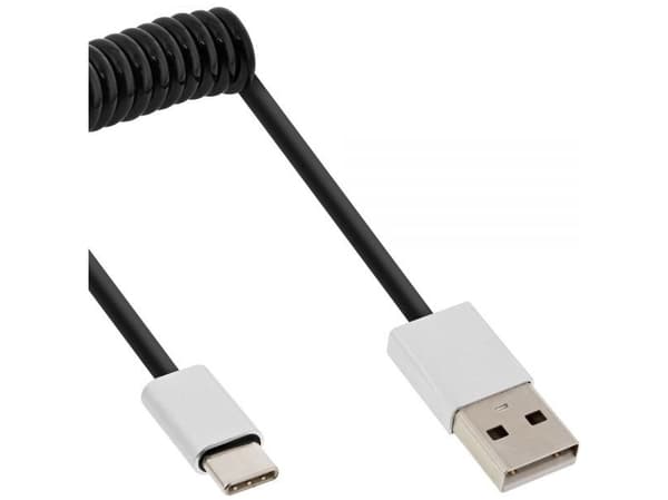 InLine 35871, 1 m, USB A, USB C, USB 2.0, hane/kvinna, svart