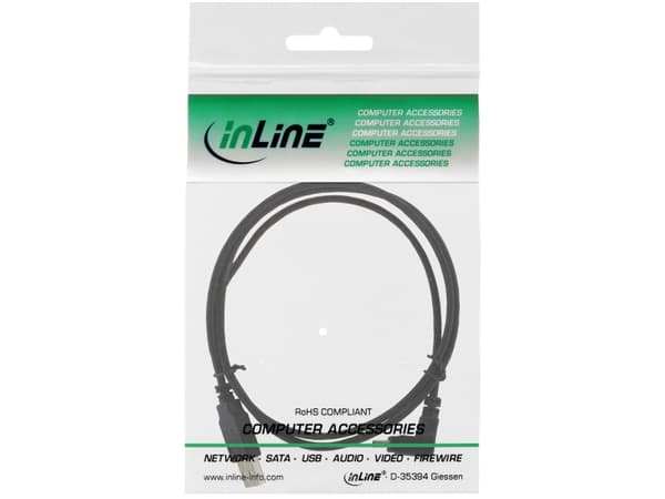 InLine 3m USB 2.0 A - Mini-B m/m, 3 m, USB A, Mini-USB B, USB 2.0, hane/kvinna, Svart