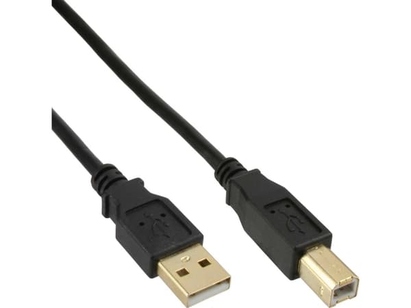 InLine 34505S, 0,5 m, USB A, USB B, USB 2.0, hane/kvinna, svart