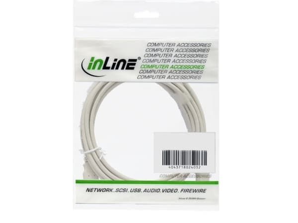 InLine® USB 2.0 -jatkoyhteys, uros/naaras, tyyppi A, beige, 0,3 m