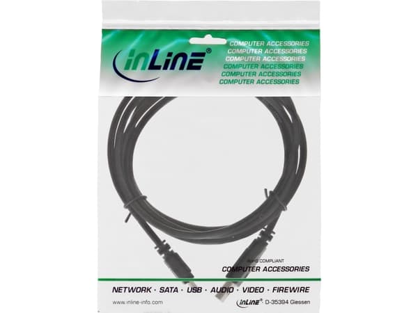 InLine 33107N, 1,5 m, USB A, Mini-USB B, USB 2.0, Man/Female, Svart
