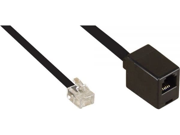 InLine 18833, 3 m, RJ12, RJ12, svart, hane/hona-kontakt