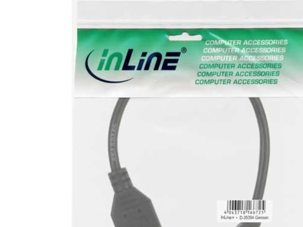InLine 33500C, 0,2 m, Mini-USB B, USB A, USB 2.0, Hane/Hona, Svart