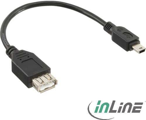 InLine 33500C, 0,2 m, Mini-USB B, USB A, USB 2.0, Hane/Hona, Svart